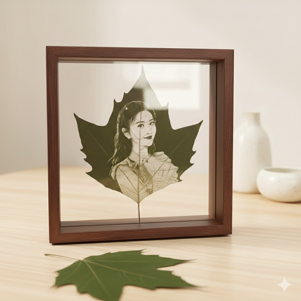Premium Leaf Art Geschenk in elegantem Doppelacryl-Rahmen