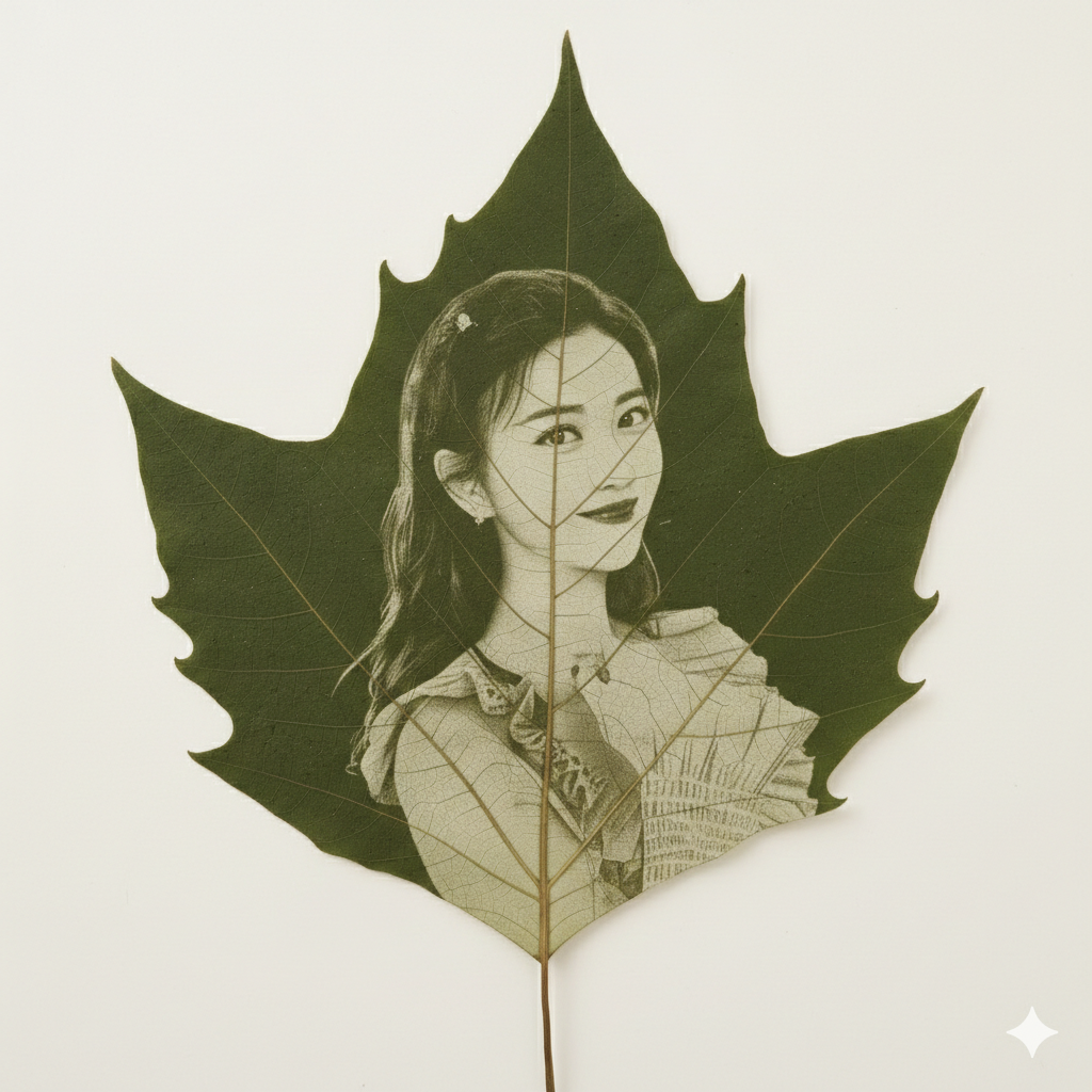 Handgefertigtes Foto-Unikat auf echtem Platanen-Blatt