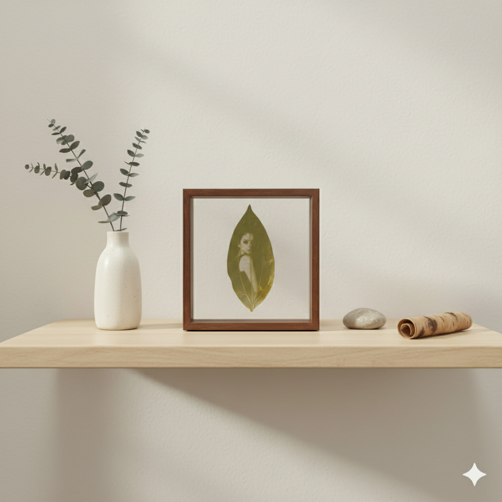 Premium Leaf Art with portrait in elegant setting